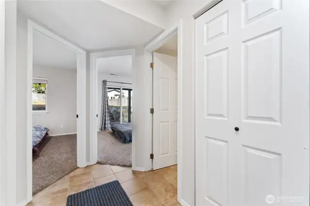 Laundry Closet on lower level  Full size washer dryer