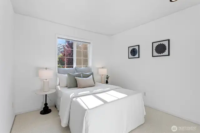 The second bedroom overlooks the beautiful front gardens