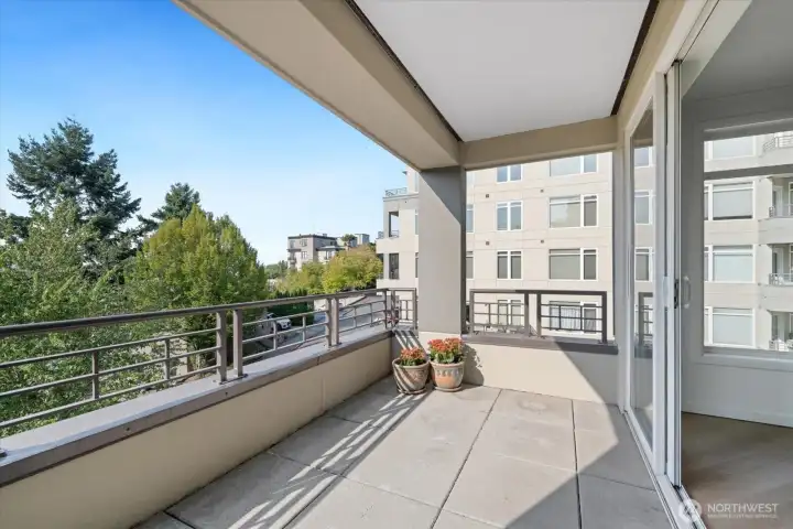 Enjoy the covered balcony year round.