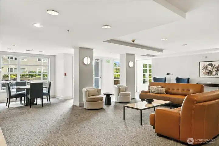 Oversized party room with dining area