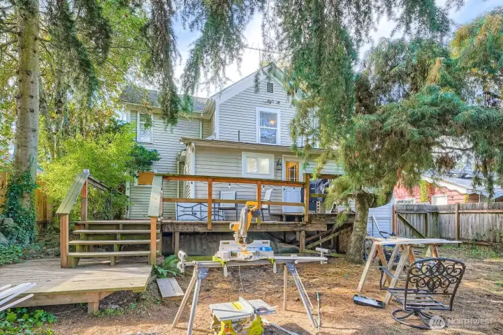Rear yard, excuse the mess they are redoing the baseboards for future buyer!