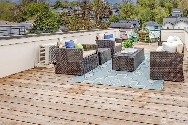 Rooftop deck offers an ideal setting for gatherings