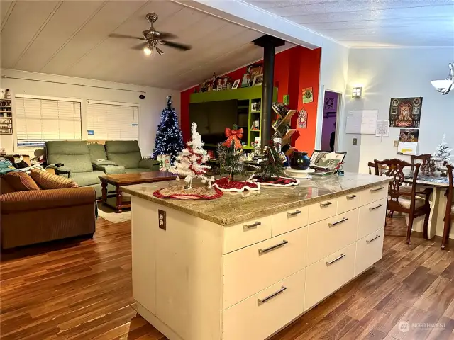island with brand new granite