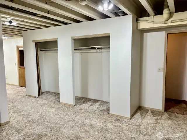 Lower level storage closets