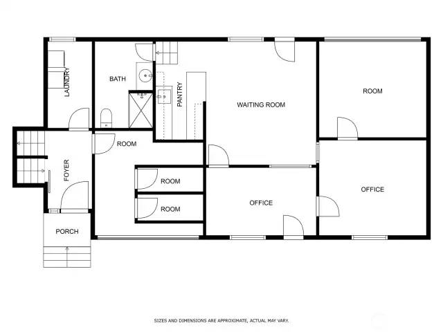 Back Unit floor plan & entrance to residential units