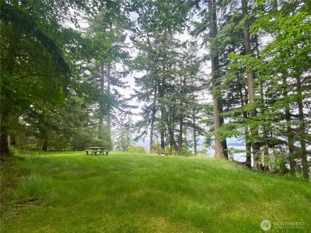 Lawn area at entrance to beach trail.