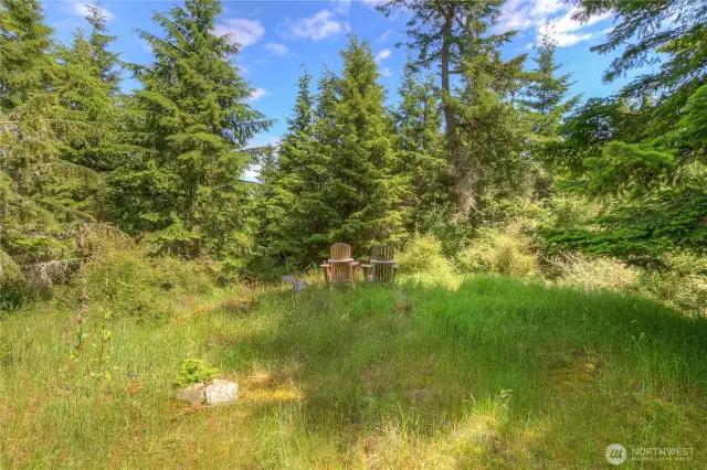 Facing ~east is the view corridor. If desired, trees could be cleared to open up a view towards the water or leave the trees and enjoy one of the more secluded sites in the community.