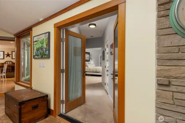 Double French doors that open into the primary suite