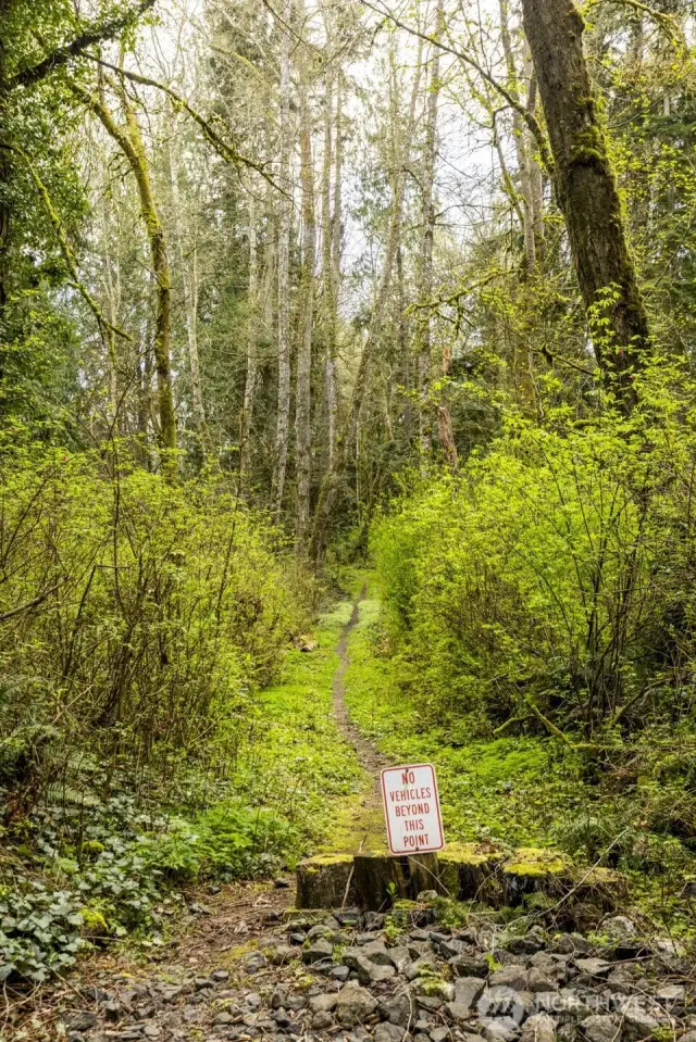 The three-plus acres features a beautiful walking path