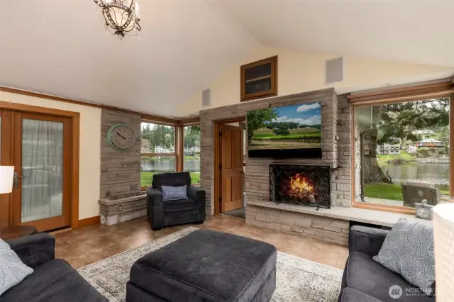 Expansive great room offering stunning views of the bay