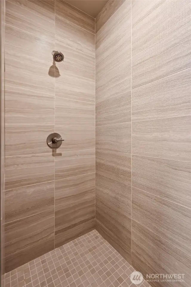 Walk in tile shower