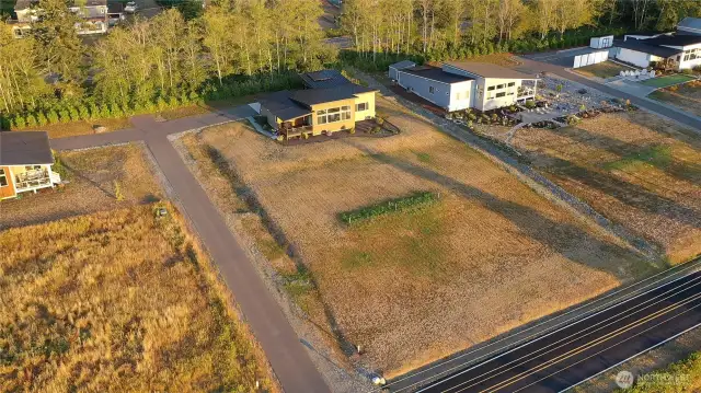 Drone view of property
