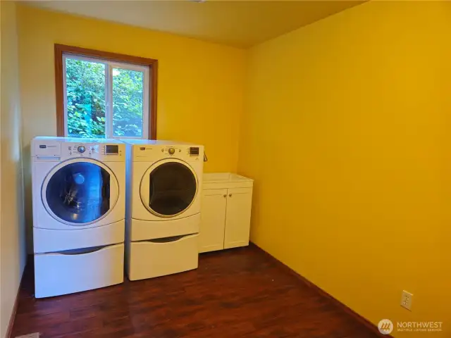 Next to the kitchen is this massive utility room that has loads of room for arts, crafts, storage or ?? Yes, the washer and dryer are included in the sale!