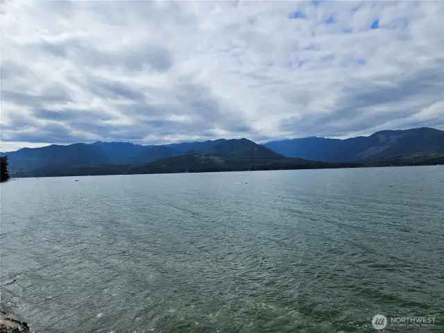 The view across Hood Canal towards the Olympic Penninsula and   the Olympic Mountain Range