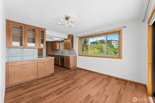 Spacious dining space overlooking the beautifully updated kitchen