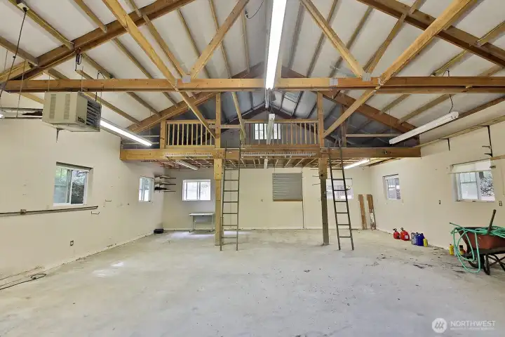 30 ft by 60 ft shop with loft. Sellers have not used this space as a shop space.