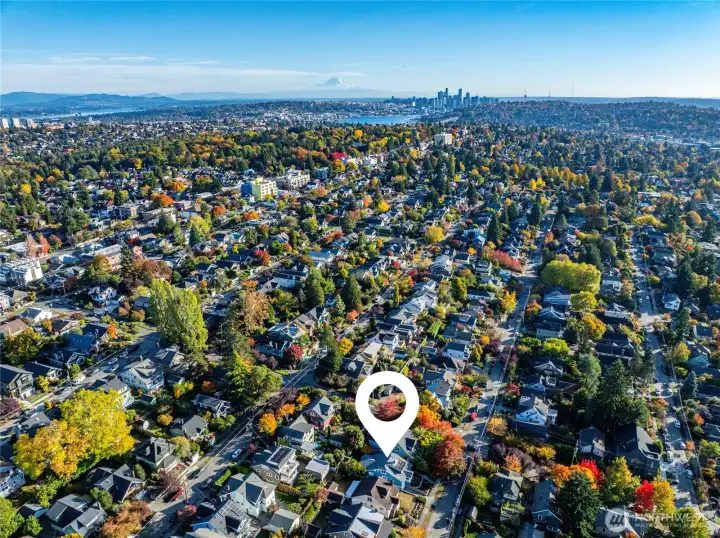 Mt Rainier in the background. City skyline just moments within reach.