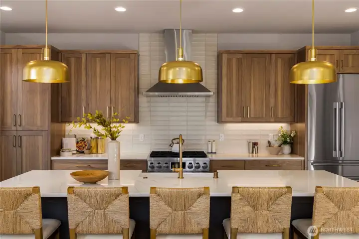 Expansive quartz entertaining island