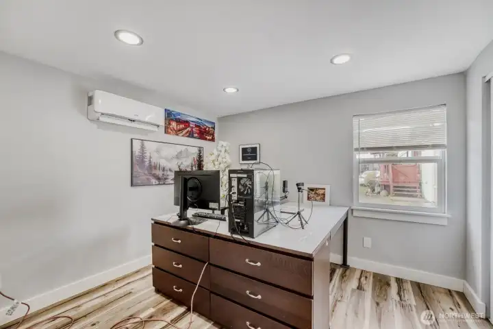 Main bedroom with closet and AC.