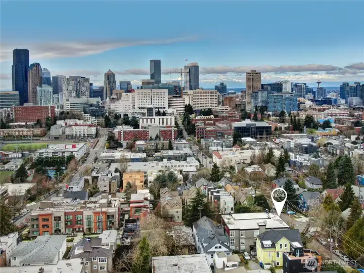 Enjoy western sunsets and views toward downtown.