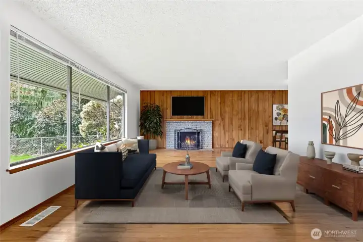 Living room is warm and inviting for guests/entertaining