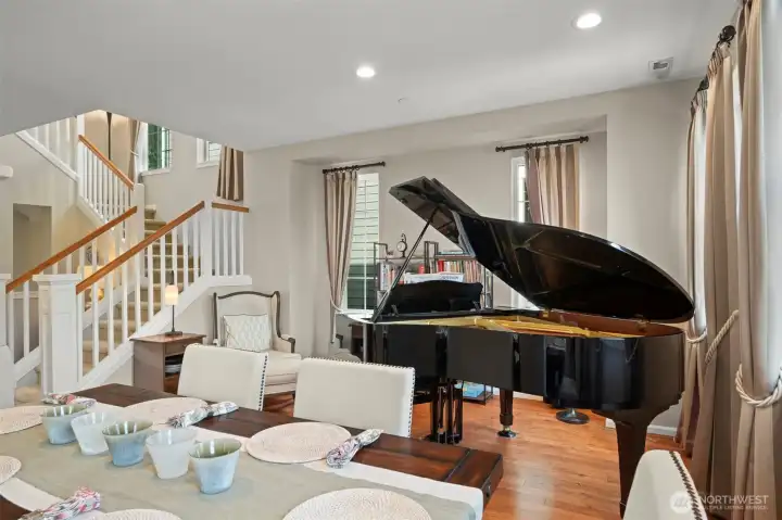Dining room with plenty of room for your Grand Piano!