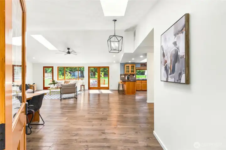 Light-filled spaces and seamless flow.
