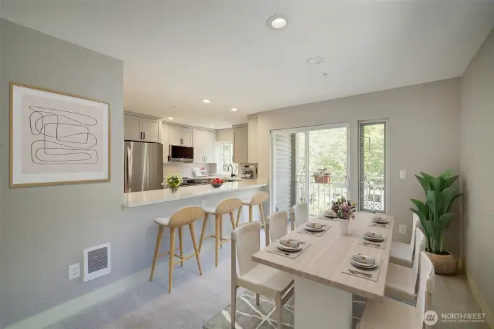House-sized kitchen and dining area! Virtually staged.