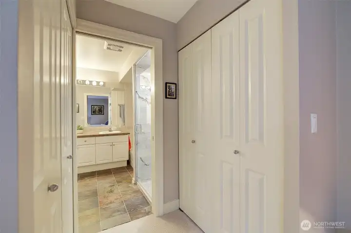 Two large closets for the bedroom. Lots of storage in this unit and also in garage and on deck.
