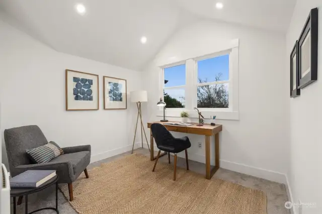 One of three bedroom upstairs, staged as an Office. Nice territorial views from here.