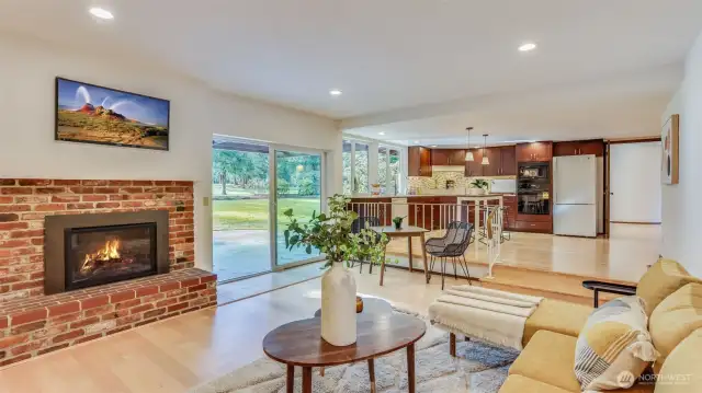 This angle really highlights the great room’s seamless connection to the kitchen and easy access to the backyard.