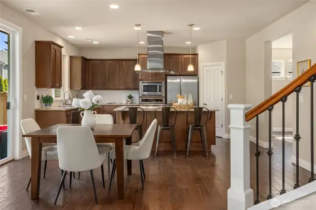 The informal dining area and kitchen.