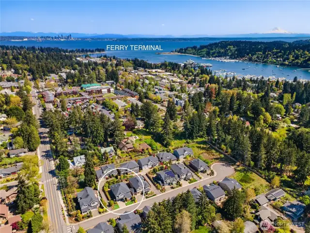 There is an easy route to the ferry along the waterfront trail from Ashbury Court.