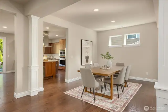 The formal dining room directly adjacent to the kitchen.