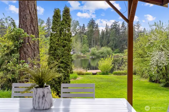 Breakfast and coffee with a view... enjoy the warm sunshine or a little shade with the covered deck area.