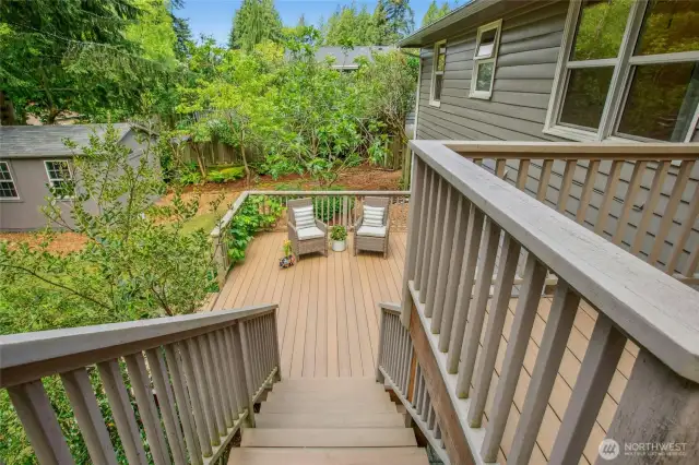 Stairs down to the lower section.