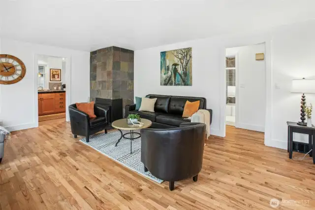 Refinished hardwood floors and fresh trim & paint.
