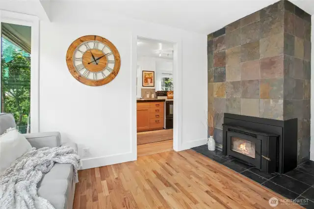 Entry to the kitchen/dining and stairwell to the lower level.