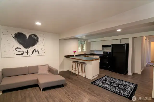 Unit#4 living room and kitchen (virtually staged)