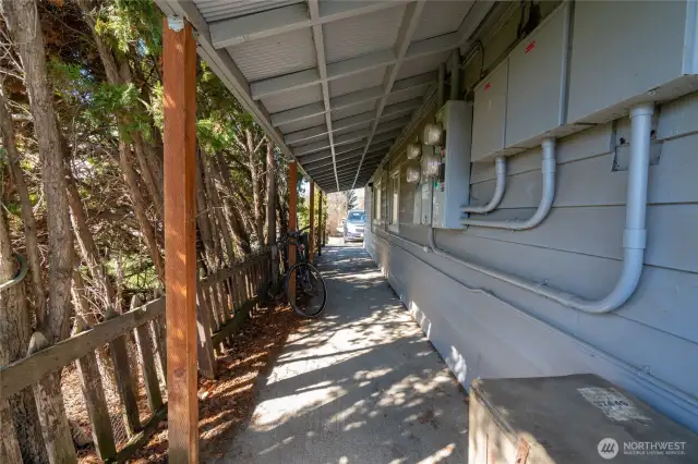 Covered breezeway to access units 1-4