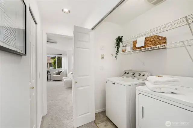Washer and dryer are conveniently located on the top floor next to the bedrooms.