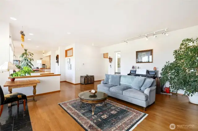 Open living room on hardwood