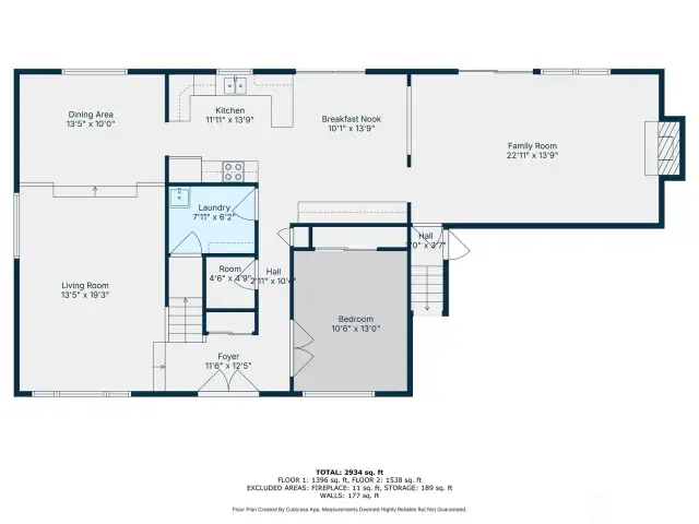 First floor - 2D Floorplan made via CubiCasa app