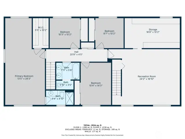 2nd floor - 2D Floorplan made via CubiCasa app
