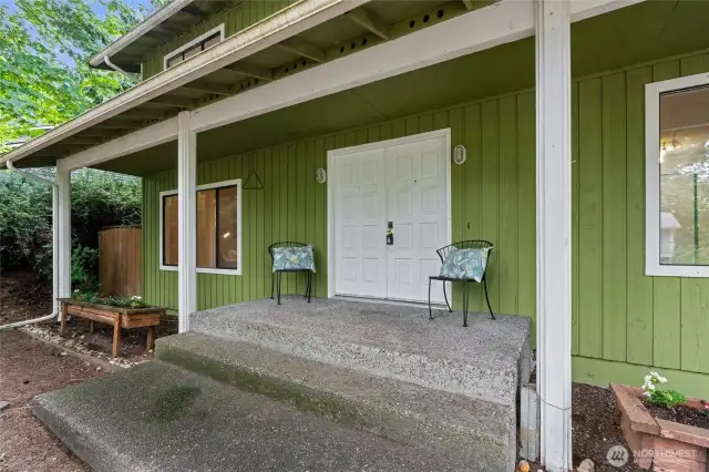 French doors welcome you to the home.