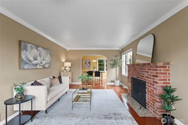A view from the front of the living room towards the dining room