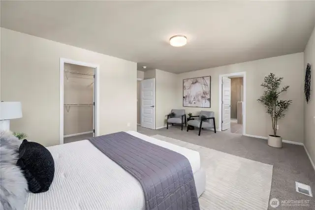 Large owners suite, with walk in closet and spa inspired bathroom suite.