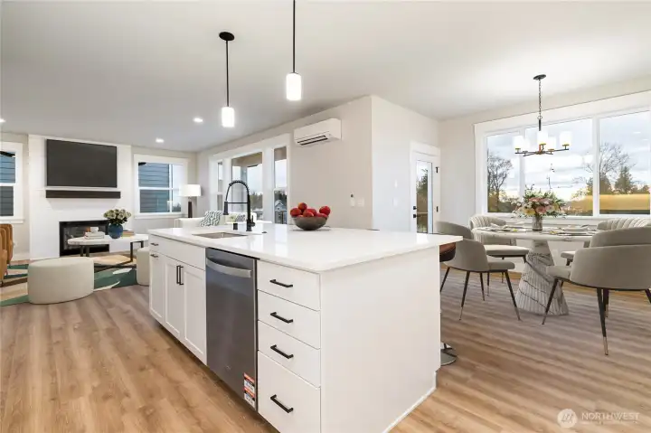 Staged Kitchen and Dining - digitally staged for sample purposes only.