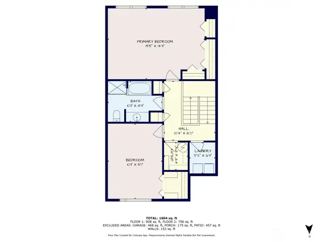 Upstairs floorplan w/ approx. measurements.