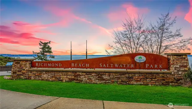 Richmond Beach Saltwater Park/Beach.  3 blocks away...
